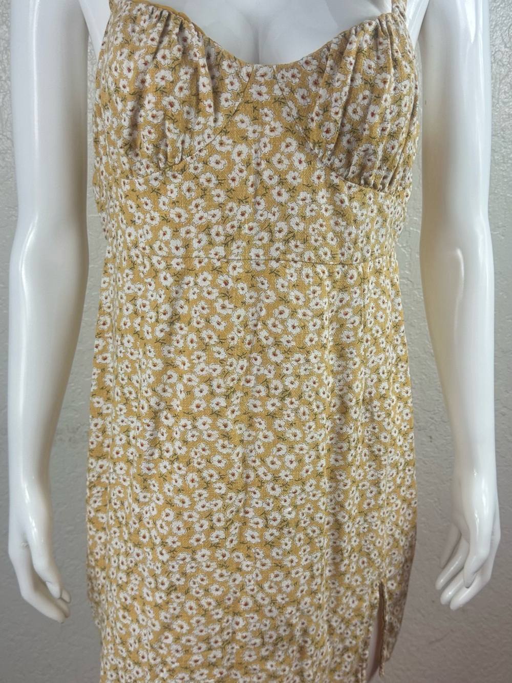 Aeropostale Women’s XL Floral Mini Dress Yellow Daisy Print Rayon Linen